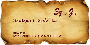 Szotyori Gréta névjegykártya